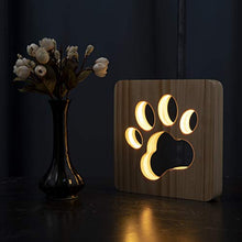 Hyindoor Lampada da notte a LED in legno cane lampada con ricarica USB, decorazione per cameretta, Regali di Natale / Compleanno