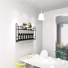 Leifeng Tower Classico Wallmounted Metallo, Ferro, Bottiglia di Vino Rack e Supporto di Vetro, 2 Livelli di Storage mensola della Parete della Decorazione Nera