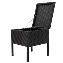 Belissy Tavolo da salotto con vano portaoggetti, in polyrattan, set da 2 persone,1 tavolo e 2 poltrone,tavolo da salotto con mobili da giardino resistenti alle intemperie,per giardino (nero + rattan)