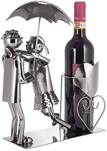 BRUBAKER Coppia Portabottiglie Vino con Ombrello - Oggetto Decorativo - Supporto per Bottiglie di Metallo - con Biglietto d'Auguri per il Vino Regalo