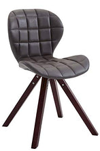 CLP Sedia Pranzo Design rétro Alyssa I Poltroncina Soggiorno Imbottita in Similpelle 4 Gambe Quadrate in Legno, Colore:Marrone Scuro, Colore della Cornice:Cappuccino (Quercia)