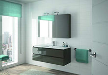 ALLIBERT Set di mobili da bagno premontati con funzione Softclose, colore grigio lucido, con specchio, 120 cm