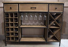 giordano shop Cantinetta Portabottiglie 124x32x94 cm con Portabicchieri in Ferro e Legno Sid Nera