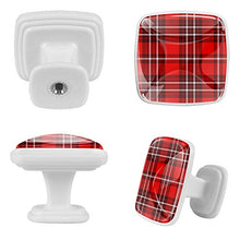 Plaid rosso 4 PCS Pomelli per Porta, Pomolo per Mobile, Pomelli per Mobili con Viti, Maniglia per Armadietto, Pomelli per Porta, Pomelli per Cassetti per Porta, Armadio, Cassetto e Credenza