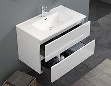 MaMa Store Atena Mobile sospeso con lavabo, specchio e lampada LED, Laminato, Bianco Lucido Laccato L. 62 X P. 47 X H. 53 Cm
