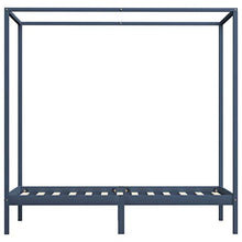Lasamot Struttura Letto in Legno di Pino con 2 cassetti, Struttura a baldacchino per zanzariera, Staffa per Montante, Adatta per Materasso 90x200 cm (Materasso Non Incluso), Grigio