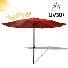 Hengda 300 cm Ombrellone Parasole Protezione Solare UV30+ Struttura in Acciaio con manovella 38 mm Parasole da Esterno Ombrello da Spiaggia Bar Giardino Mare Piscina-Rosso