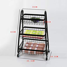LYM &ripiano di stoccaggio Scaffalature Multifunzione in Metallo Cestino Cucina Soggiorno Camera da Letto 3 Strati Mobile con Ruote Rack Nero Scaffale di Finitura