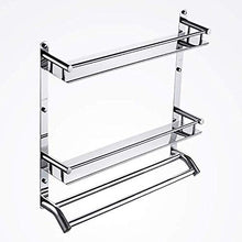 ZLININ Y-longhair Mensola da bagno montata a parete in acciaio inox 304, mensola a 2 ripiani con barra porta asciugamani, organizer per cesta doccia, finito