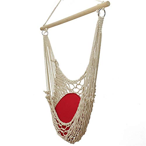 Sedia a dondolo 135 X 90 CM Portatile Altalena Altalena In Cotone Sedia Amaca Bar In Legno Appeso Corda Sedia Per Giardino Patio Yard Portico Amaca Altalena Sedile
