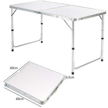 Casaria Tavolo da campeggio pieghevole in alluminio regolabile in altezza XXL con 4 sgabelli 120x60x70cm tavolino a valigetta maniglia di trasporto tavolinetto da picnic