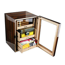 Humidor Cabinet - Scatola Portasigari Humidor - Vetrina Humidor in Legno Di Cedro Vernice Per Pianoforte Con Umidificatore e Igrometro Digitale