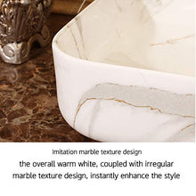 HEIFEN Lavabo in Ceramica monoforo, Rettangolare, lavello per Cucina in Ceramica, lavabo lavabo lavabo in Oro White