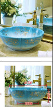 Jgophu Lavandino da bagno in ceramica blu cinese Artistic fatto a mano a forma di fiore di porcellana piano di lavoro bagno bagno bagno bagno