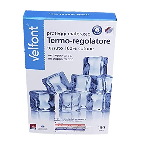Velfont coprimaterasso Proteggi Materasso con Angoli termoregolatore in Tessuto Outlast di 100% Cotone, Una Piazza e Mezza cm. 120x190/200