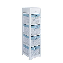 ZzheHou Mobile Stretto Slit Gabinetto Bagno Limitare Armadietto Laterale del Torace Piccolo Comodino Rattan Cassetto Governo di Immagazzinaggio (Color : Blue, Size : 26x32x82.5cm)