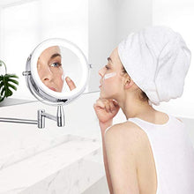 LZNAN - Specchio da trucco da parete, regolabile, con LED da 6 pollici, ingrandimento 1X/5X, doppio braccio Extend 2-Face