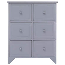 FAMIROSA Armadietto con 6 Cassetti Grigio 60x30x75cm Legno di Paulownia