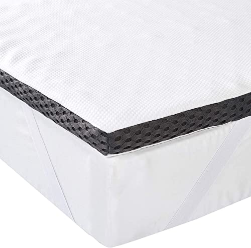 Amazon Basics - Coprimaterasso in memory foam con cinghie elastiche, spessore 4 cm, 160 x 200 cm