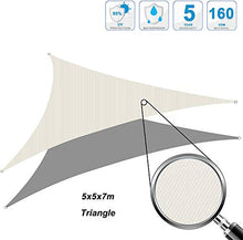 Cool Area Tenda a Vela Triangolo Rettangolo 5 x 5 x 7 Metri, Vela Ombreggiante Impermeabile Protezione Raggi UV per Giardino Balcone Terrazza, Crema