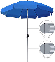 MVPower Ombrellone da Spiaggia, Ø 200 cm Ombrellone Rotondo UV UPF 50+, Ombrellone Inclinabile, Per Il Giardino Esterno Della Spiaggia Balcone, 200 g /m², Blu Reale
