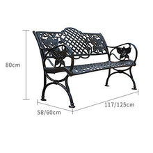 Panca da Esterno In Fusione di Alluminio Panca da Giardino Per Terrazza，Metallo Con Schienale E Bracciolo Panchina Del Parco,Tempo Libero Cortile Balcone Doppio Posto Sedia Portico, Panche Decorativ