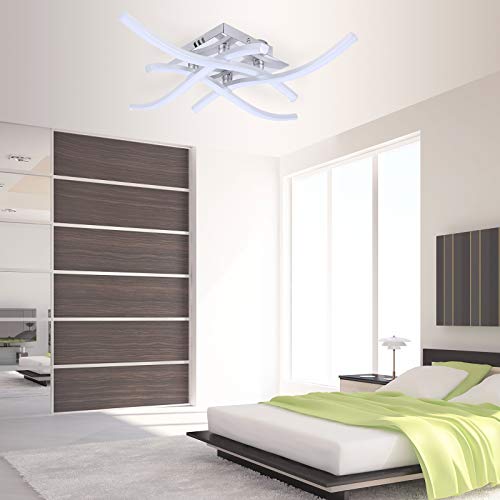 Plafoniera LED Soffitto 24W Moderna - Luce Calda 3000K, Cromo, Per Camera, Soggiorno, Cucina