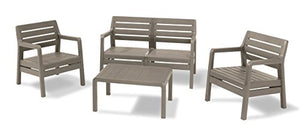 Keter Delano Lounge Set, Set Mobili da Giardino con Divano 2 Posti 2 Poltrone e Tavolino, Cappuccino