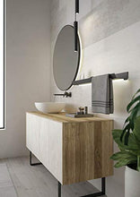 Dafne Italian Design Mobile Bagno Moderno con lavabo a Terra – Castagno Naturale Levigato e Gres porcellanato Ardesia Bianca