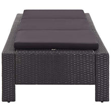 Tidyard Lettino Prendisole Reclinabile in Polyrattan Nero,Lettino da Giardino Rattan,Sdraio da Giardino Rclinabile in Rattan,Lettino da Sole Singolo in Rattan,Lettino da Esterno 220x75x35 cm