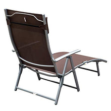 miozzi Lettino Prendisole Relax Reclinabile Pieghevole Telaio in Metallo Marrone 137x63.5x100.5 cm