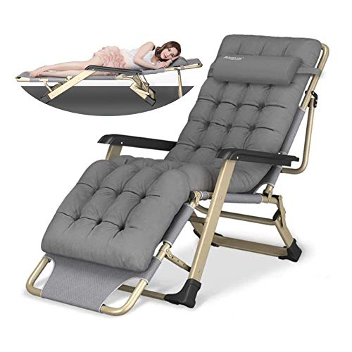 CJW-LC Lettini Prendisole,Sedia Reclinabile Pieghevole Sedia A Sdraio Zero Gravity Sedie A Sdraio per Giardino Patio Esterno Letto Reclinabile con Cuscino per La Testa, Max 300 kg