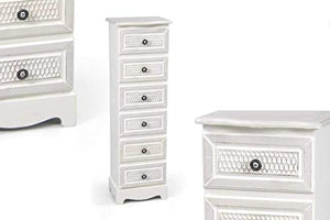 GICOS IMPORT EXPORT SRL Mobile cassettiera in Legno Colore Bianco Elegant 6 cassetti Maniglie in Metallo 29 * 23 * 95 cm Arredamento casa schabby Chic Tod 801273