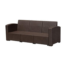 miozzi Divano da Esterno a 3 Posti in Rattan Sintetico con Cuscini Marrone 199x71x75 cm