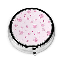 Ditsy - Contenitore rotondo per pillole con 3 scomparti in metallo, stile vintage, con rose pastello, per medicina e vitamine, per viaggi all'aperto