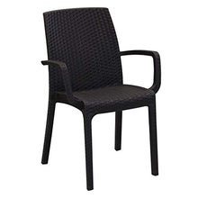 Milani Home s.r.l.s. Poltrona da Giardino Impilabile in Wicker Stampato Nero da Esterno Giardino Terrazzo Portico Locale Bar