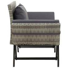 vidaXL Panchina da Giardino con Cuscini Imbottiti e Braccioli Rustica Robusta Elegante Panca Arredi da Esterno 176 cm in Polyrattan Grigio
