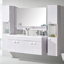 Mobile bagno Lady nero o bianco doppio lavabo in ceramica cm 120 sospeso miscelatori e 2 colonne inclusi I
