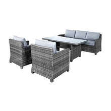 Gartentraum Gruppo di Seduta in polyrattan Grigio - 5 posti - Zona Pranzo Gurin