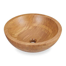 Relaxdays Mini Lavabo Rotondo & Massiccio, Lavandino in Bambù, senza Buco per Rubinetto, Design Bagno ∅43cm, legno