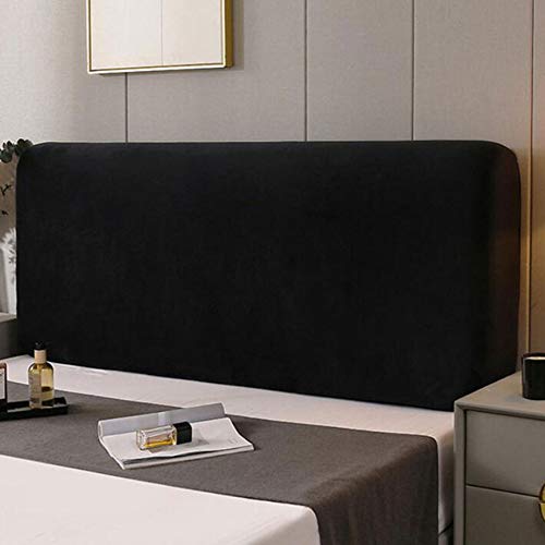 Fodera per Testiera Letto in Morbido Velluto Elasticizzato Copri Testata Letto Tutto Incluso Copertura per Testiera Letto per Singolo Matrimoniale Testiera in Legno/Pelle,Black-Length:180-200cm