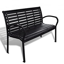 Panca da giardino con telaio in metallo, poltrona da giardino per 3 persone, sedia da giardino moderna a doghe per cortile, terrazzo, parco, 125 x 60,5 x 80,5 cm