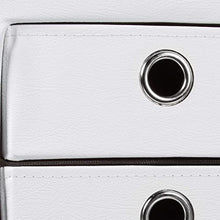 Relaxdays Pouf Contenitore Pieghevole, Scomparto Interno, 2 Cassetti Rimovibili, Cubo, finta pelle, Bianco, H X L X P: 38 x 38 x 38 cm
