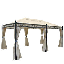 Gazebo pergola baldacchino Cadice acciaio poliestere ~ 5x3m avorio con zanzariere e tende