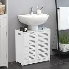 Mobile per Bagno Sottolavabo, Mobiletto per Lavandino, Mobile da Terra Bagno, Mobiletto Multiuso con Doppia Anta, Bianco, 60 x 30 x 60 cm