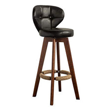 GYPPG Sgabello Bar Girevole per Interni con Schienale e Gambe in Legno per Cucina di casa, Moderno, Contemporaneo - Altezza Pub - Sedile Imbottito in Pelle PU