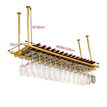 FAFZ Portavini Portabottiglie da Vino Rosso in Metallo A Soffitto, Portabicchieri da Vino Sospeso, Altezza E Distanza Regolabili, Portabottiglie da Bar Ristorante (Size : 80cm)