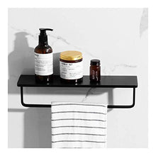 WDGNY mensola da bagno nero ripiani con portasciugamani spazio in alluminio multifunzione, mensola da bagno, portasalviette, montaggio a parete impermeabile 0724