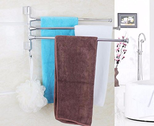 MBYW Portasciugamani Alto carico Portasciugamani da Bagno Girevole, Acciaio Inossidabile, Montaggio a Parete, Contenitore per Bagno, Senza punzonatura, 3 portasciugamani rotanti da 40 cm