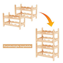 Goplus Scaffale Portabottiglie Impilabile in Legno Massello per 8 Bottiglie Porta Vino a Tavolo da Casa 43x30x25cm